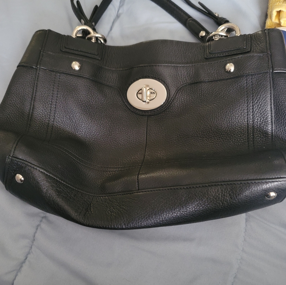 Coach Penelope Black Leather with Silver Accents